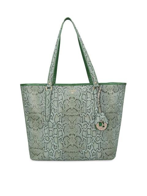 Da Milano Green Animal Textured Leather Tote Bag, White 
Da Milano Green Animal Textured Leather Tote Bag, White