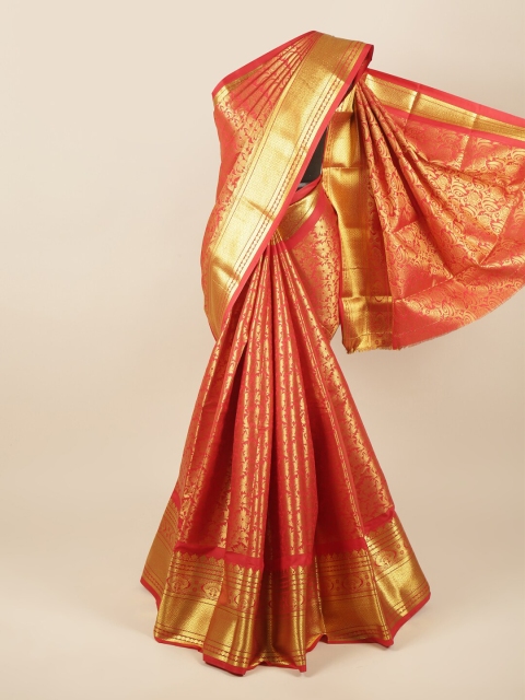 Pothys Red & Gold Ethnic Motifs Zari Pure Silk Saree