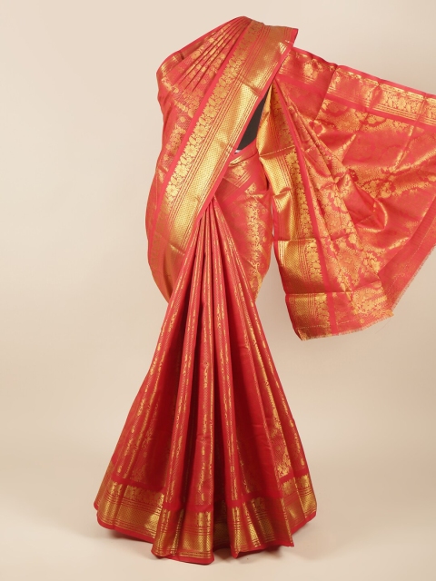 Pothys Red & Gold-Toned Woven Design Zari Pure Silk Saree