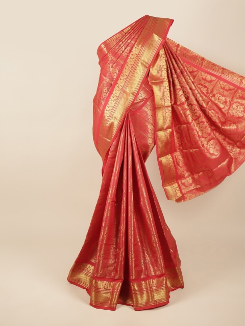 Pothys Red & Gold-Toned Ethnic Motifs Pure Silk Saree