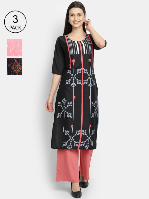 1 Stop Fashion Woman Pack of 3 Multicoloured Floral Printed Gotta Patti Crepe Kurta, Multi
1 Stop Fashion Woman Pack of 3 Multicoloured Floral Printed Gotta Patti Crepe Kurta, Multi