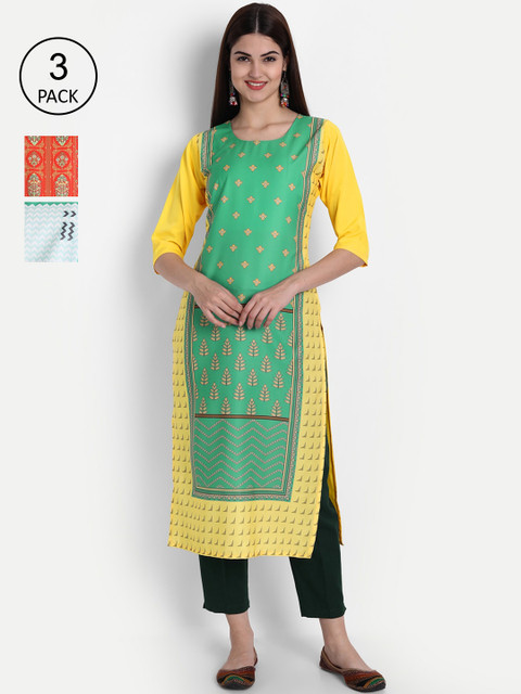 1 Stop Fashion Women Multicoloured Ethnic Motifs Printed Crepe Kurta Set Of 3, Multi
1 Stop Fashion Women Multicoloured Ethnic Motifs Printed Crepe Kurta Set Of 3, Multi