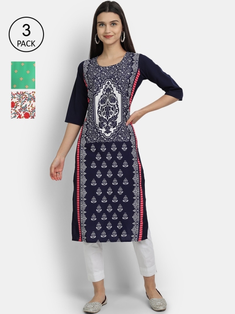 1 Stop Fashion Woman Pack of 3 Multicoloured Ethnic Motifs Printed Crepe Kurta, Multi
1 Stop Fashion Woman Pack of 3 Multicoloured Ethnic Motifs Printed Crepe Kurta, Multi