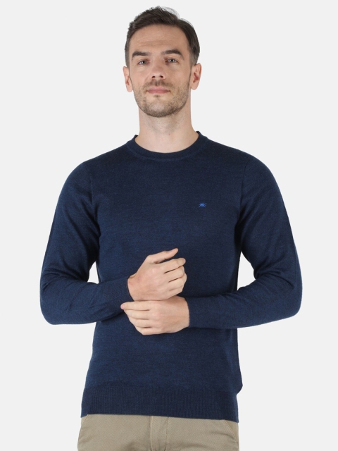 Monte Carlo Men Navy Blue Pure Woolen Pullover
