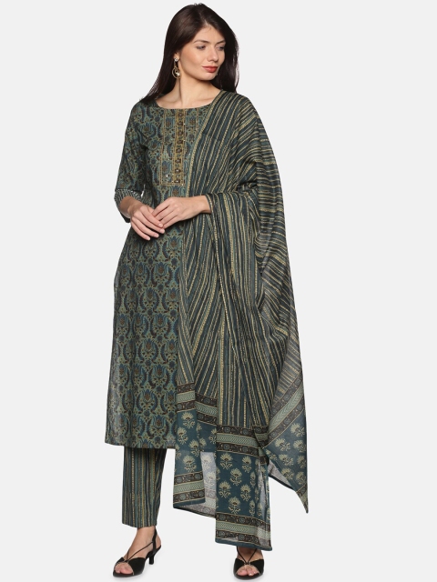 Palakh Women Green Ethnic Motifs Printed Sequinned Pure Cotton Kurta with Palazzos & With Dupatta
Palakh Women Green Ethnic Motifs Printed Sequinned Pure Cotton Kurta with Palazzos & With Dupatta