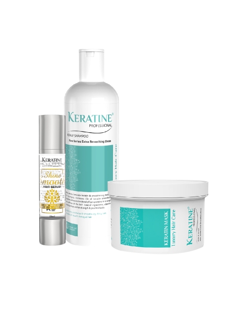 KERATINE PROFESSIONAL Set of Repair Shampoo, Hair Mask & Smooth Shine Serum Hair Care Kit, White
KERATINE PROFESSIONAL Set of Repair Shampoo, Hair Mask & Smooth Shine Serum Hair Care Kit, White