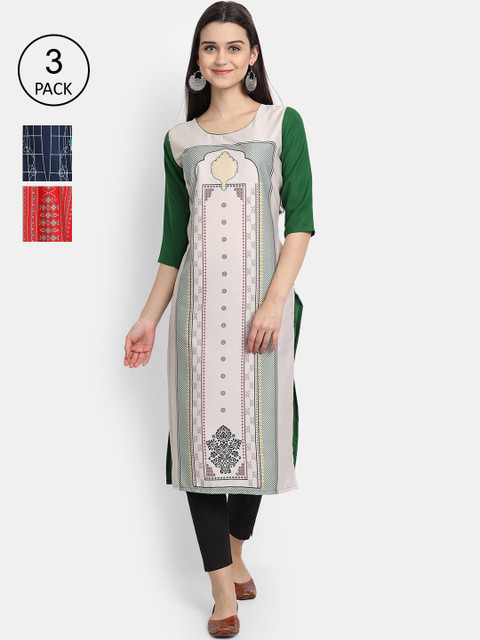 7Threads Women Pack Of 3 Multicoloured Ethnic Motifs Printed Crepe Kurta, Multi
7Threads Women Pack Of 3 Multicoloured Ethnic Motifs Printed Crepe Kurta, Multi