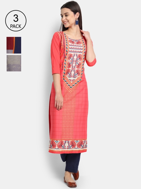 7Threads Women Peach-Coloured, Grey & Maroon Ethnic Motifs Printed Set of 3 Crepe Kurta
7Threads Women Peach-Coloured, Grey & Maroon Ethnic Motifs Printed Set of 3 Crepe Kurta