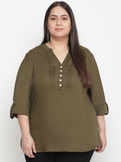Oxolloxo Plus Size Khaki Green Mandarin Collar Roll-Up Sleeves Pure Cotton Shirt Style Top
Oxolloxo Plus Size Khaki Green Mandarin Collar Roll-Up Sleeves Pure Cotton Shirt Style Top