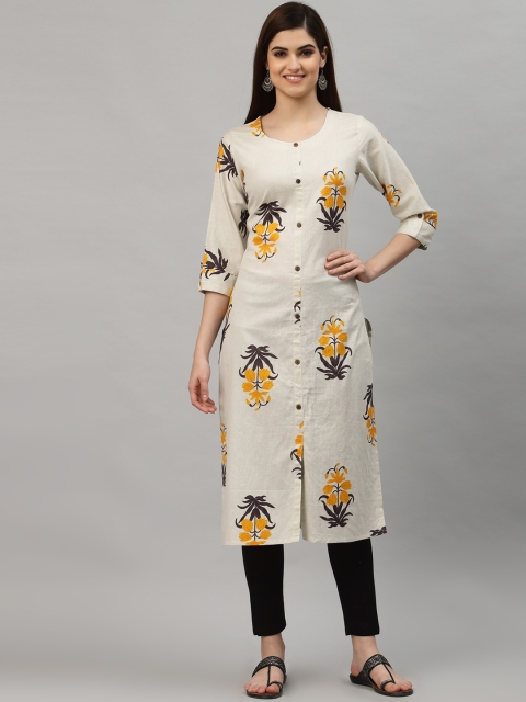 ALC Creations Women Cream-Coloured Floral Printed Floral Kurta