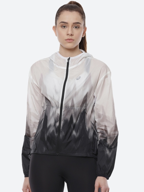ASICS Women White & Black Kasane Gpx Lite Training or Gym Sporty Jacket