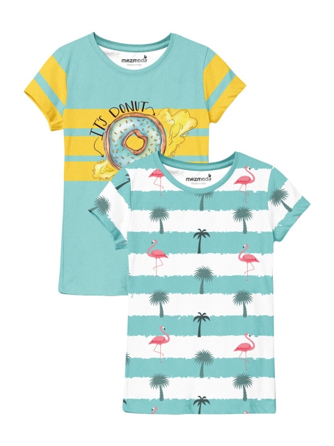 mezmoda Set Of 2 Girls Multi-Color Printed T-shirt