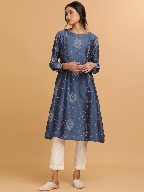 W The Folksong Collection - Women Indigo Hand Block Print Kurta In Cotton Silk, Blue
W The Folksong Collection - Women Indigo Hand Block Print Kurta In Cotton Silk, Blue