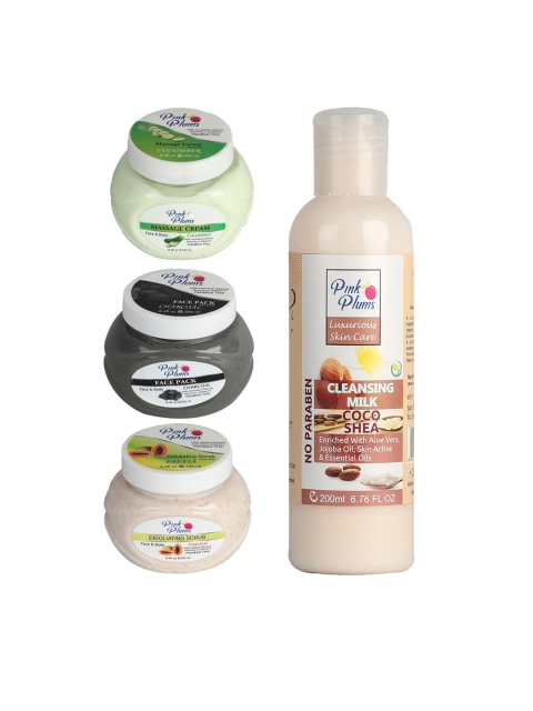 Pink Plums Set of 4 Facial Kit, Multi
