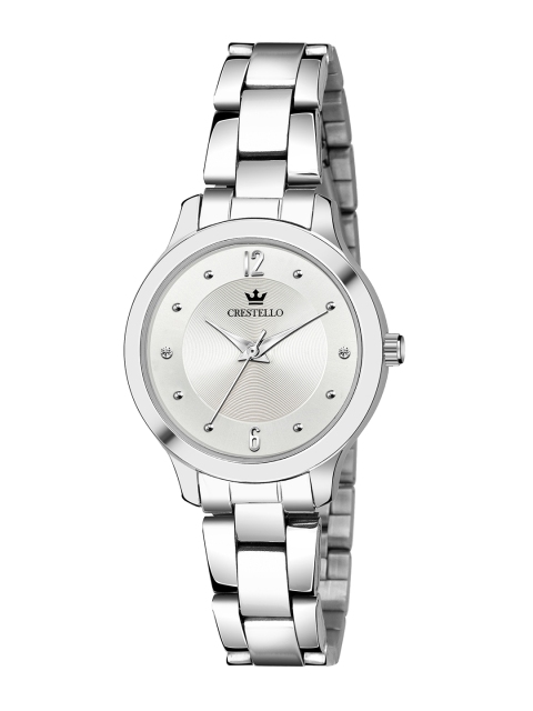 CRESTELLO Women Silver-Toned Brass Embellished Dial & Silver Toned Stainless Steel Bracelet Style Straps Watch
CRESTELLO Women Silver-Toned Brass Embellished Dial & Silver Toned Stainless Steel Bracelet Style Straps Watch