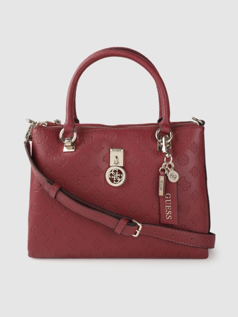 GUESS Burgundy Ethnic Motifs Textured Structured Handheld Bag with Tab Sling Strap & Pouch
GUESS Burgundy Ethnic Motifs Textured Structured Handheld Bag with Tab Sling Strap & Pouch