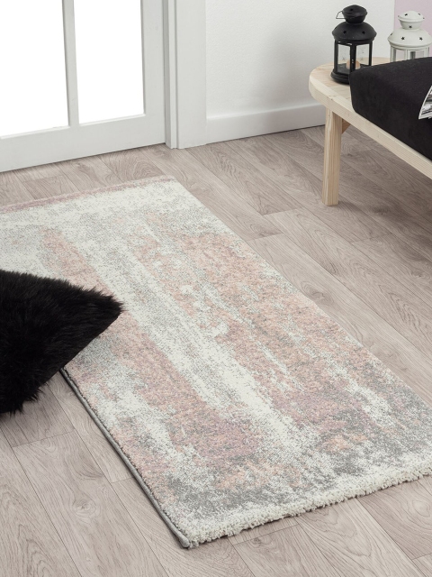 OBSESSIONS Grey and Pink Printed Floor Runner