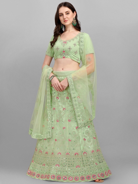 V SALES Green & Pink Embroidered Mirror Work Semi-Stitched Lehenga & Unstitched Blouse With Dupatta
V SALES Green & Pink Embroidered Mirror Work Semi-Stitched Lehenga & Unstitched Blouse With Dupatta