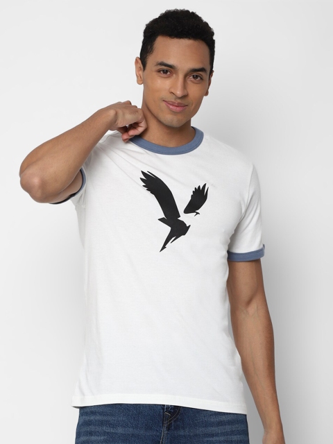 AMERICAN EAGLE OUTFITTERS Men White Typography Applique T-shirt
