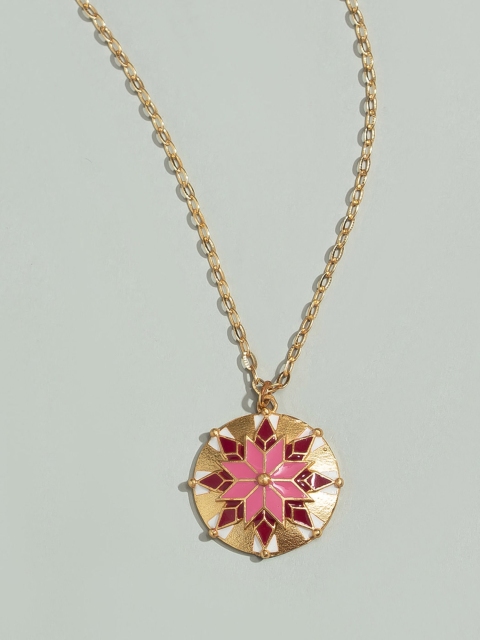 Pipa Bella Pink Brass Gold-Plated Pendant Necklace
