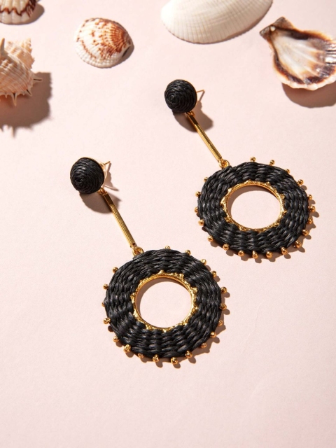Pipa Bella Gold-Plated & Black Circular Drop Earrings