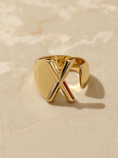 Pipa Bella Gold-Plated X Initial Adjustable Finger Ring