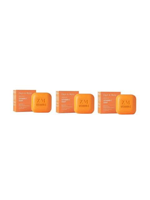 ZM Zayn & Myza Pack of 3 Vitamin C Soap Enriched with Kojic Acid and Vitamin E 100 gm, Orange