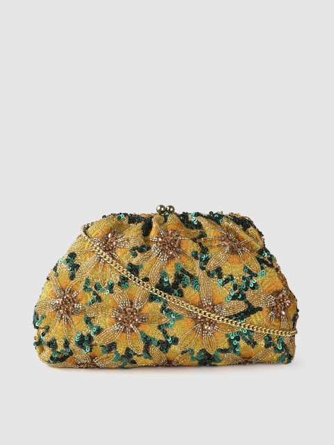 Accessorize Gold-Toned & Green Hand Beaded Floral Embellished Structured Party Sling Bag
Accessorize Gold-Toned & Green Hand Beaded Floral Embellished Structured Party Sling Bag