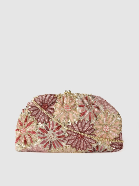 Accessorize Gold-Toned & Pink Floral Hand Beaded Sequence Embellished Party Sling Bag
Accessorize Gold-Toned & Pink Floral Hand Beaded Sequence Embellished Party Sling Bag
