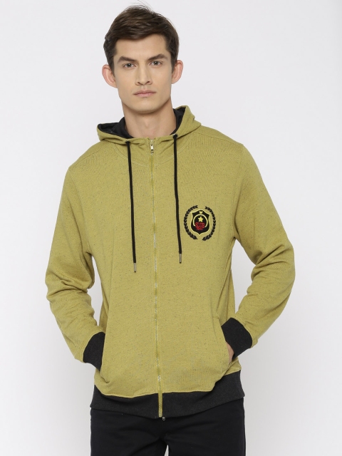 Slub Green Hooded Sweatshirt, Mustard