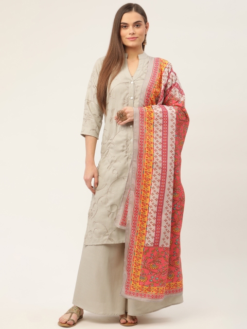 Jompers Women Grey Floral Embroidered Thread Work Kurta with Palazzos & With Dupatta
Jompers Women Grey Floral Embroidered Thread Work Kurta with Palazzos & With Dupatta