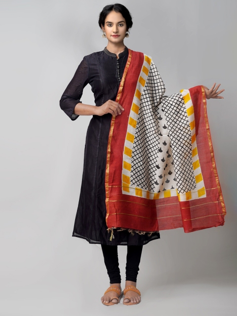Unnati Silks Cream-Coloured & Black Ethnic Motifs Printed Block Print Dupatta with Zari
Unnati Silks Cream-Coloured & Black Ethnic Motifs Printed Block Print Dupatta with Zari