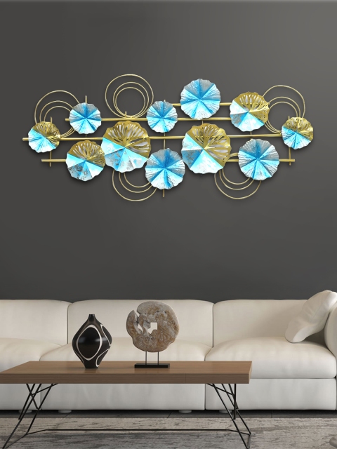Aapno Rajasthan Gold-Toned & Blue Flower Wall Decor