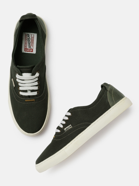 Levis Men Black & Olive Green Solid Sneakers
