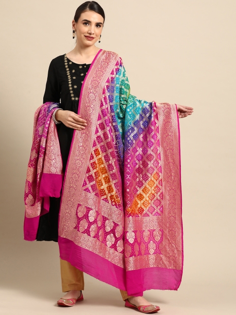 Banarasi Style Multicoloured Woven Design Pure Silk Bandhani Dupatta with Zari, Multi
Banarasi Style Multicoloured Woven Design Pure Silk Bandhani Dupatta with Zari, Multi