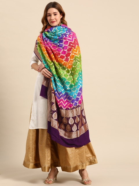 Banarasi Style Multicoloured Woven Design Pure Silk Bandhani Dupatta with Zari, Multi
Banarasi Style Multicoloured Woven Design Pure Silk Bandhani Dupatta with Zari, Multi