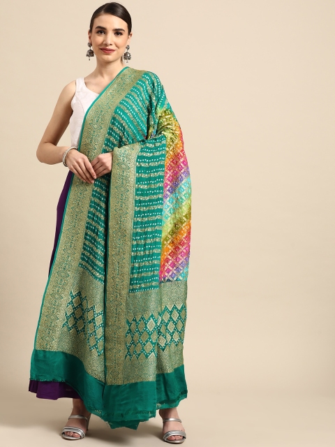 Banarasi Style Multicoloured Woven Design Pure Silk Bandhani Dupatta with Zari, Multi
Banarasi Style Multicoloured Woven Design Pure Silk Bandhani Dupatta with Zari, Multi