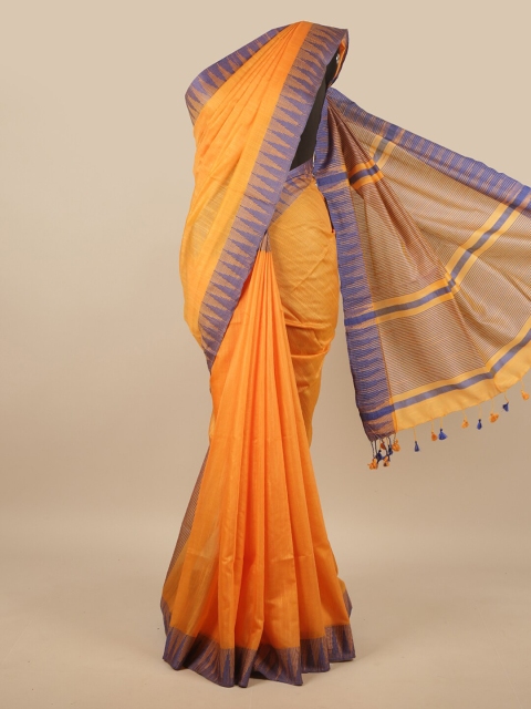Pothys Yellow & Purple Jute Cotton Saree