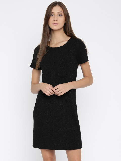 ONLY Women Black Self-Design Sheath Dress