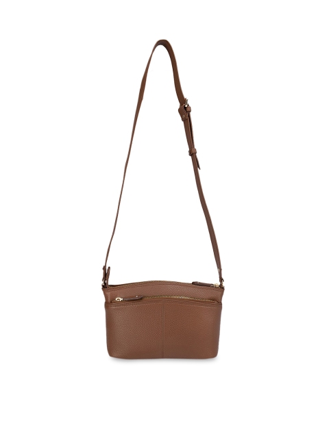 Da Milano Brown Leather Structured Sling Bag