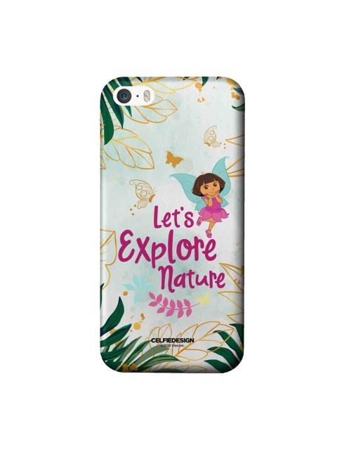 CelfieDesign White & Pink Explore With Dora Printed iPhone SE Slim Back Case