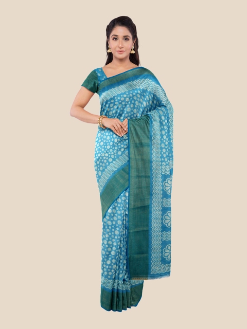 Kalamandir Blue & Green Silk Blend Saree