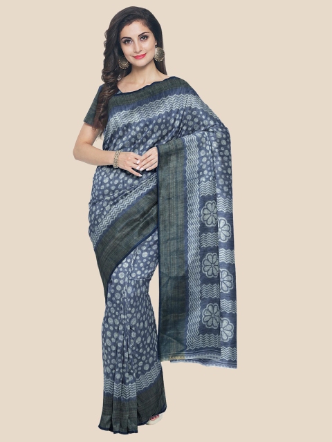 Kalamandir Navy Blue Silk Blend Saree