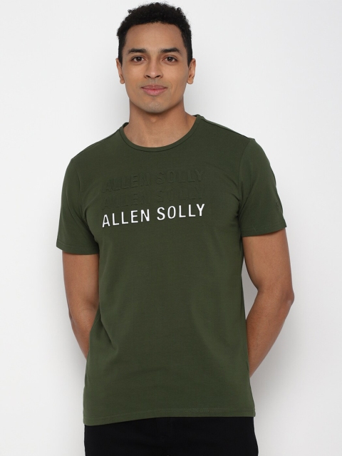 Allen Solly Men Olive Green Typography Printed T-shirt