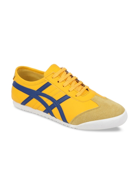 FAUSTO Men Yellow Printed PU Sneakers