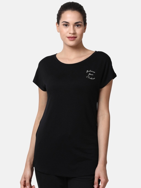 Enamor Women Black Extended Sleeves Outdoor T-shirt
