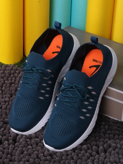 CLYMB Men Navy Blue & White Mesh Running Shoes