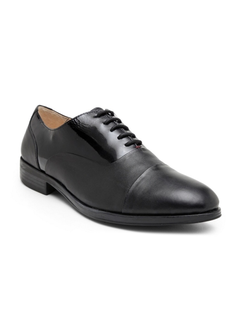 BEAVER Men Black Solid Leather Formal Oxfords