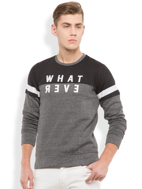LOCOMOTIVE Grey & Black Colourblocked Sweatshirt