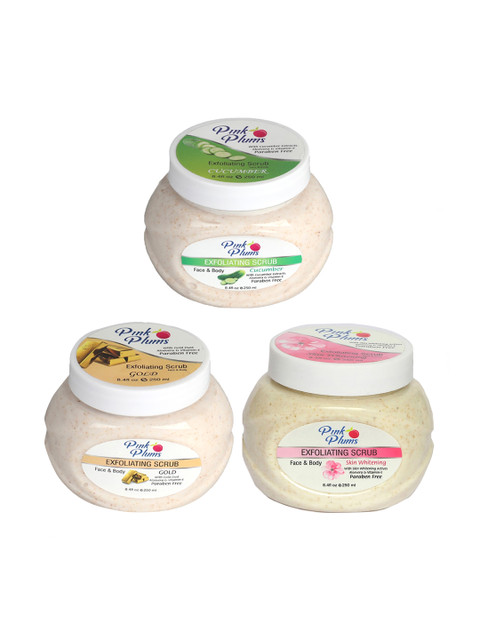 Pink Plums Set of 3 Cucumber Gold Skin Whitening Face & Body Exfoliating Scrubs, Multi
Pink Plums Set of 3 Cucumber Gold Skin Whitening Face & Body Exfoliating Scrubs, Multi